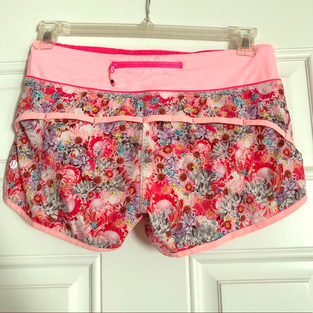 Floral Lululemon running shorts